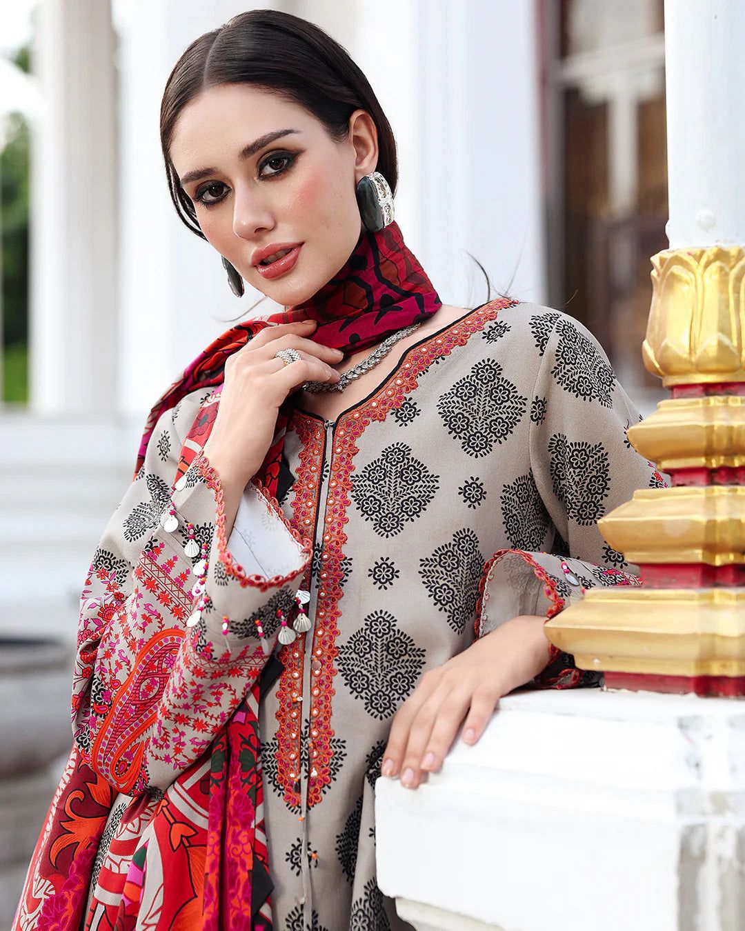 3PC Digital Printed Khaddar Unstitched Suit | Vibrant Winter Wear